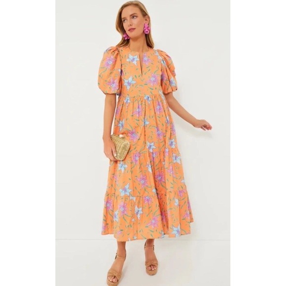 Tuckernuck Dresses & Skirts - Tuckernuck Hyacinth House Dress Womens Orange Floral Cisco Maxi Small NWT $168